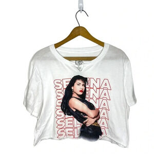 SELENA Quintanilla 90s Graphic Pop Star Singer Spell Out Custom Crop T Shirt